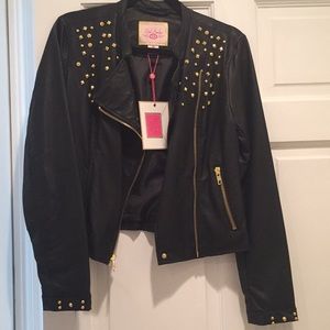 Leather jacket with Gold medal studs.